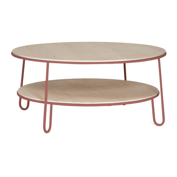 Konferenční stolek s růžovou kovovou konstrukcí HARTÔ Eugénie, ⌀ 90 cm