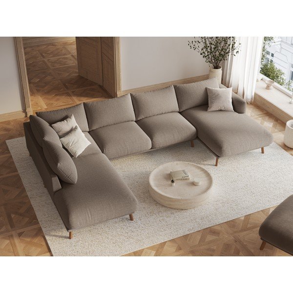 Taupe rohová pohovka (do "U") Naomi – Micadoni -image-1