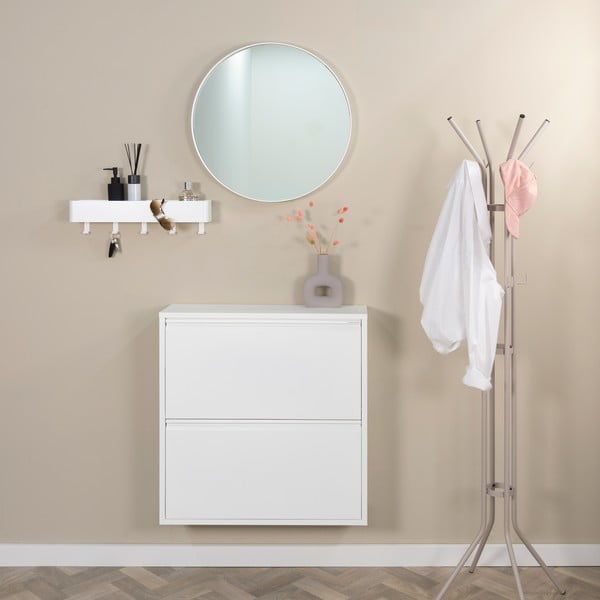 Bílý kovový výklopný botník 75x77,5x22,5 cm Billy – Spinder Design-image-1