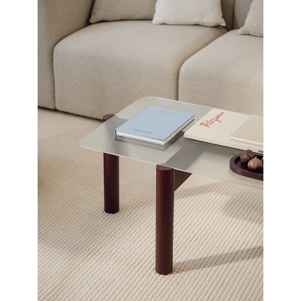 Vínový konferenční stolek se skleněnou deskou 55x105 cm Kob – noo.ma-image-2