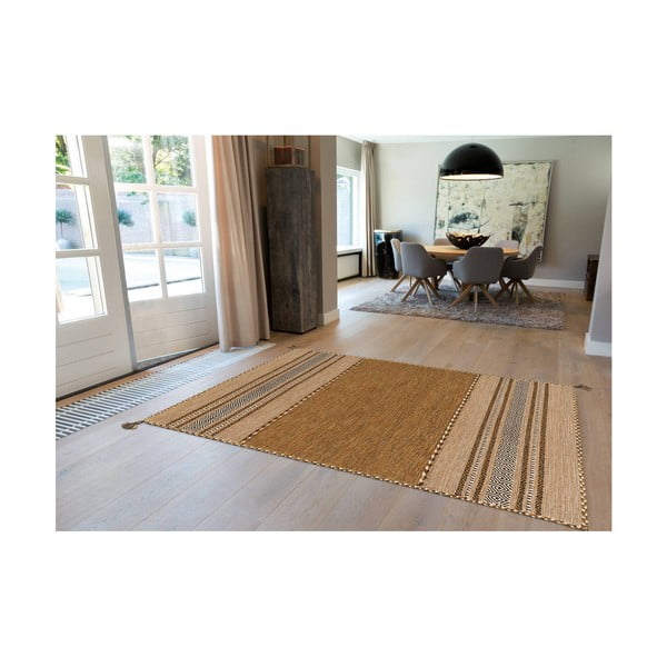 Hnědý ručně vyráběný bavlněný koberec Arte Espina Navarro 2921, 60 x 90 cm