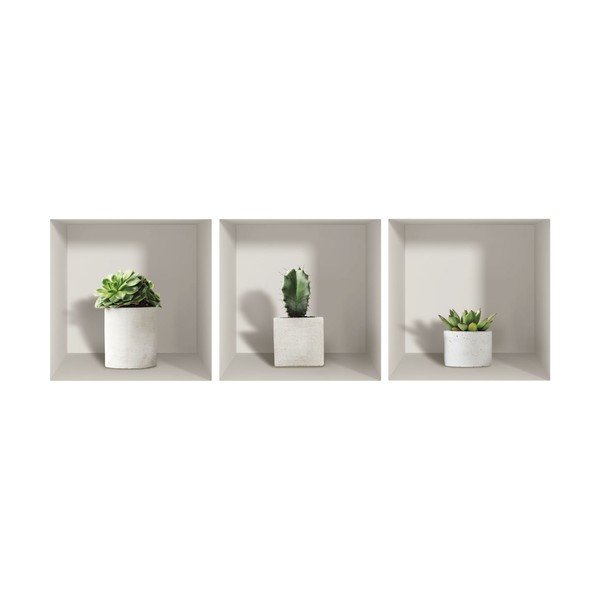 Sada 3 3D samolepek na zeď Ambiance Cactus-image-2