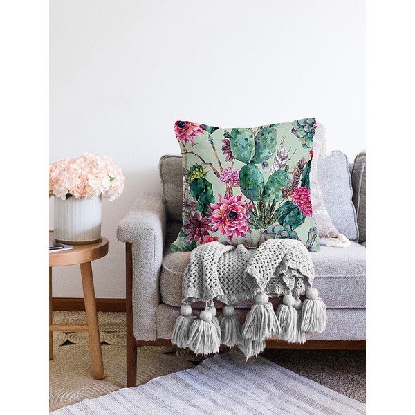 Zelený povlak na polštář s příměsí bavlny Minimalist Cushion Covers Cactus, 55 x 55 cm-image-2