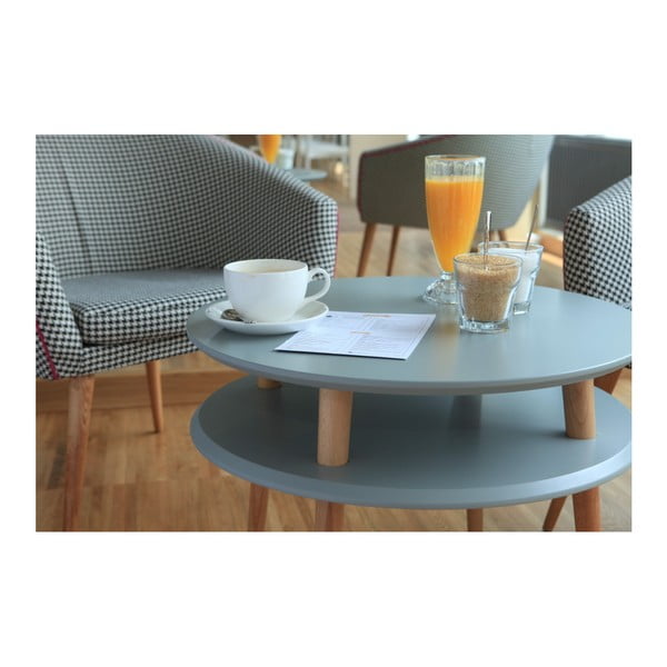 Světle šedý konferenční stolek s přírodními nohami Ragaba UFO, Ø 70 cm-image-2