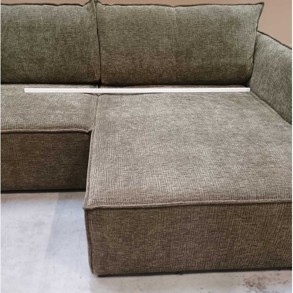 Zelená žinylková rohová pohovka (pravý roh/s lenoškou) Vanda - II. jakost – Mazzini Sofas-image-4