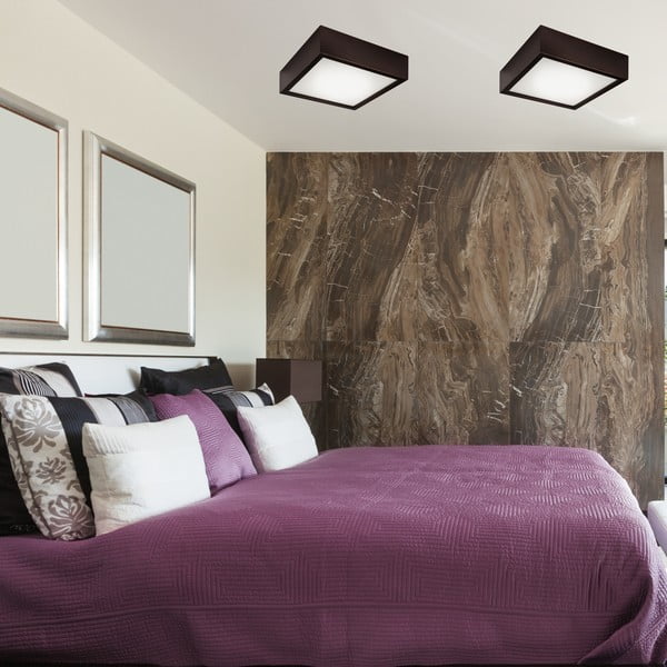 Tmavě hnědé stropní svítidlo se skleněným stínidlem 27,5x27,5 cm Quadro – LAMKUR-image-3