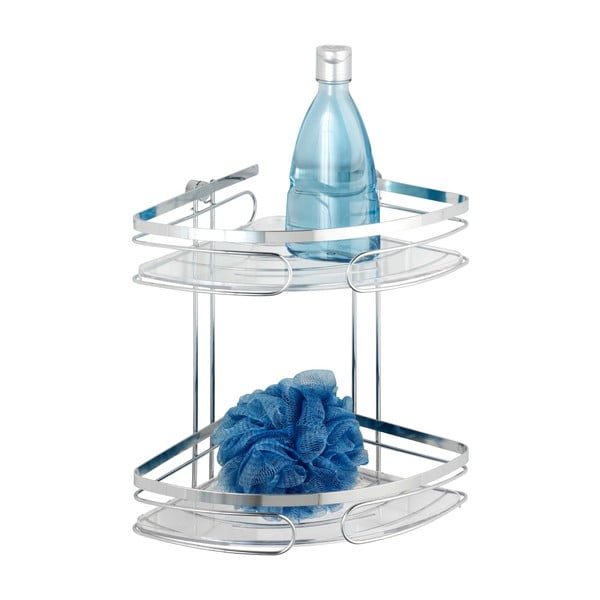 Nástěnná rohová dvoupatrová police z nerezové oceli Wenko Premium-image-3