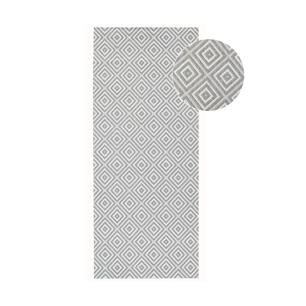 Šedý venkovní koberec NORTHRUGS Karo, 80 x 200 cm