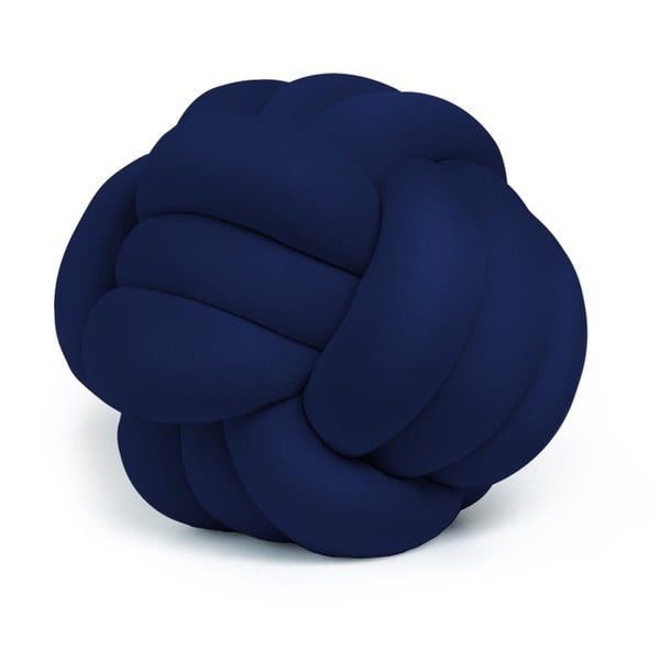 Tmavě modrý polštář Knot Decorative Cushion Velvet Effect, ⌀ 45 cm