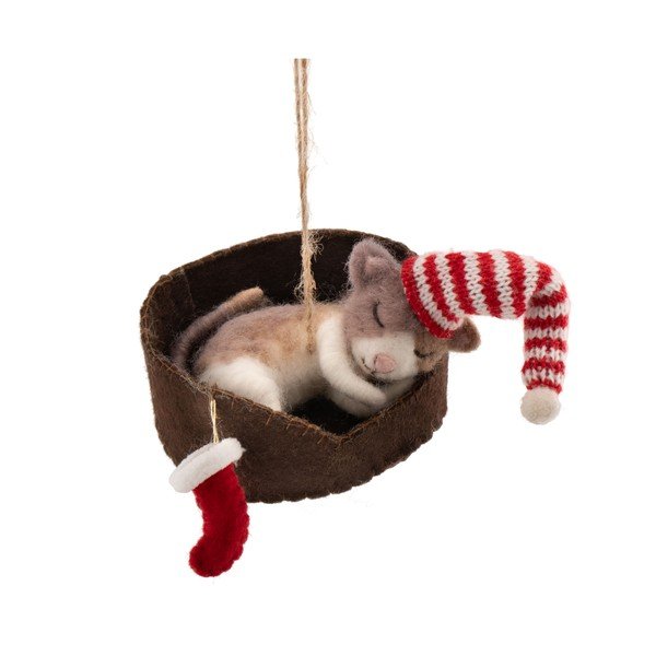 Textilní vánoční ozdoba 12,5 cm Cat in Basket – Sass & Belle