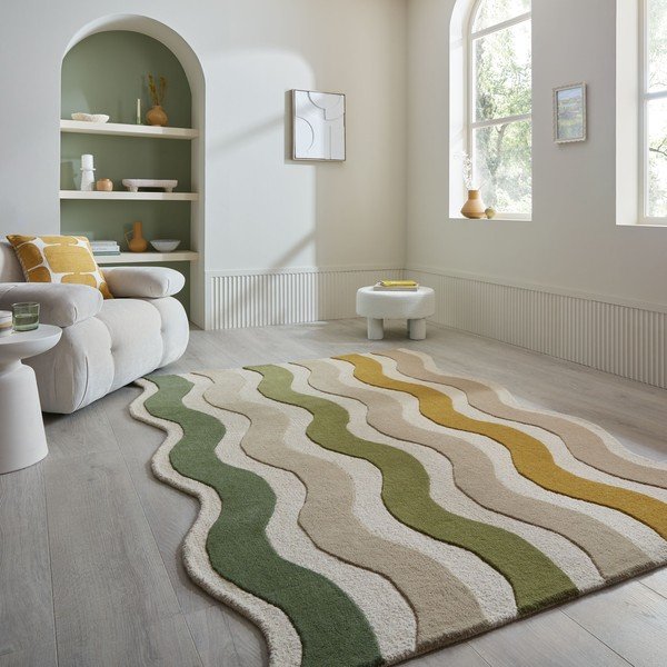 Zelený/v přírodní barvě ručně tkaný vlněný koberec 200x290 cm Cascade Wool – Flair Rugs-image-1