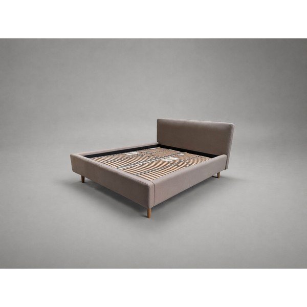 Taupe čalouněná dvoulůžková postel s úložným prostorem s roštem 160x200 cm Mattis - II. jakost – Meise Möbel-image-1