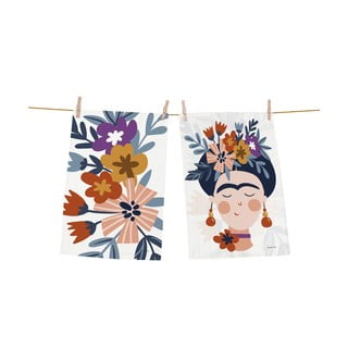Sada 2 bílých bavlněných kuchyňských utěrek Butter Kings Love Frida, 50 x 70 cm