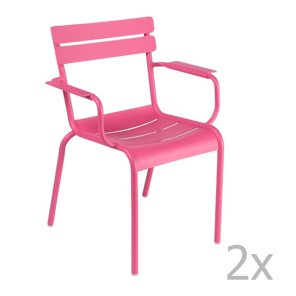 Sada 2 růžových židlí s područkami Fermob Luxembourg