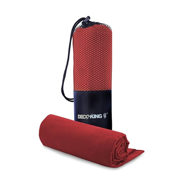 Set červené rychleschnoucí osušky a ručníku DecoKing EKEA, 70 x 140 cm + 30 x 50 cm