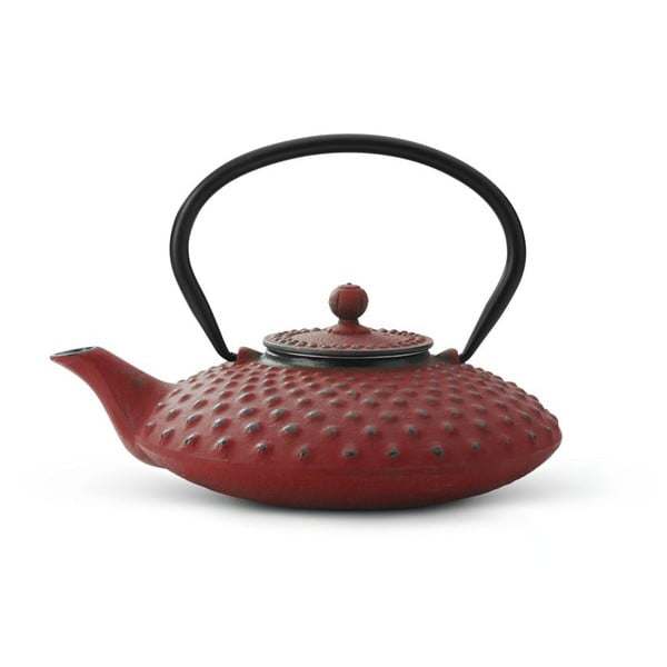 Červená litinová konvice se sítkem na sypaný čaj Bredemeijer Xilin, 800 ml