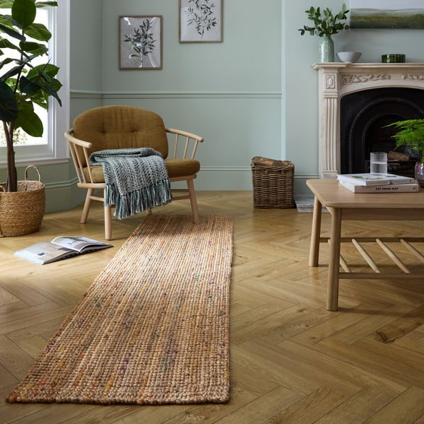 Ručně tkaný jutový běhoun v přírodní barvě 60x300 cm Jute Boucle Multi – Flair Rugs-image-1