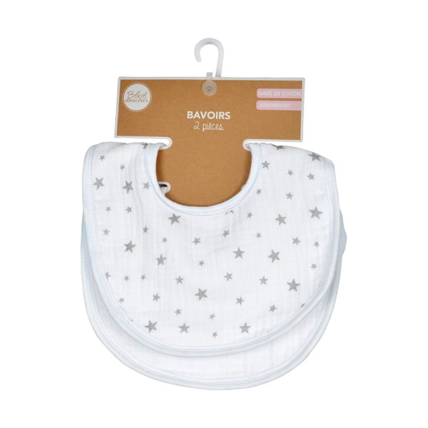 Bílé mušelínové bryndáky v sadě 2 ks – Bébé Douceur-image-3