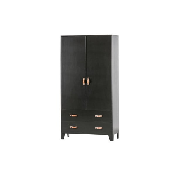 Černá šatní skříň z borovicového dřeva 94x180 cm Dian - WOOOD-image-2