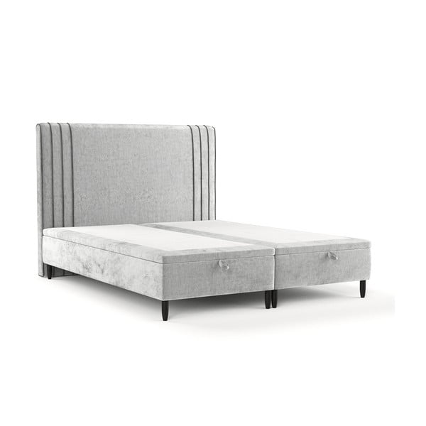 Šedá čalouněná dvoulůžková postel s úložným prostorem 140x200 cm Musca – Maison de Rêve
