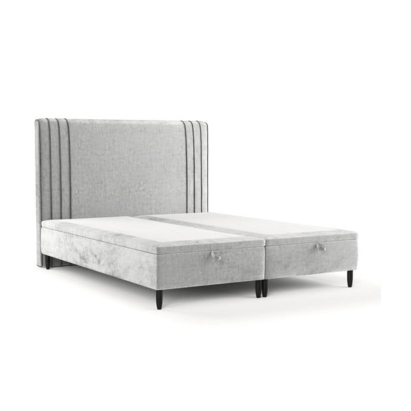 Šedá čalouněná dvoulůžková postel s úložným prostorem 180x200 cm Musca – Maison de Rêve