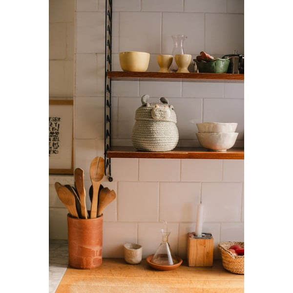 Světle šedý látkový dětský koš na hračky ø 15x15 cm Mini Henry the Hippo – Lorena Canals-image-2