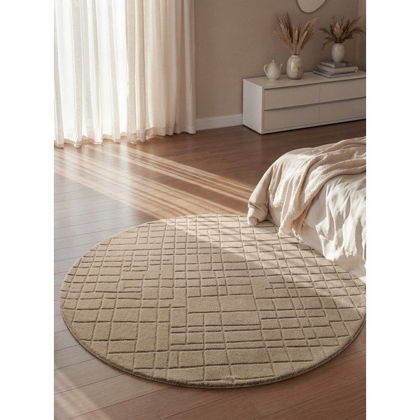 Hnědý vlněný kulatý koberec ø 200 cm Kenso – Villeroy&Boch-image-1