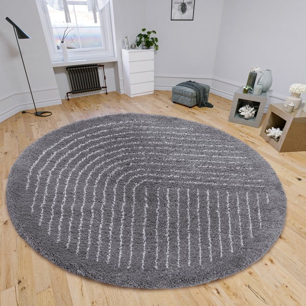 Tmavě šedý kulatý koberec ø 120 cm Dion – Hanse Home-image-1