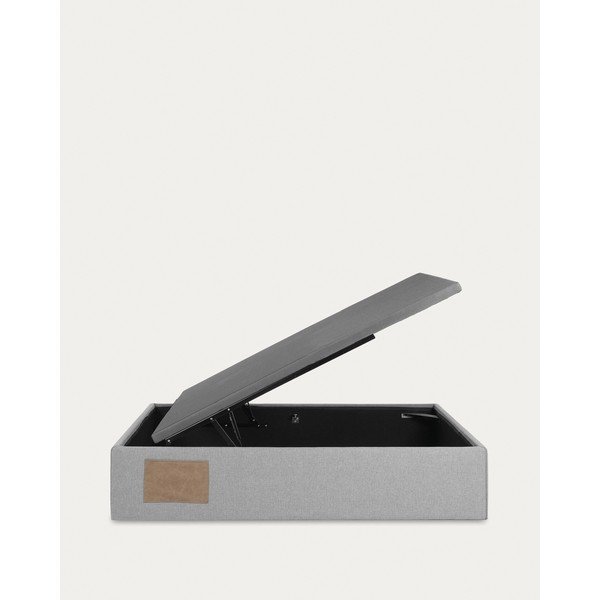 Šedá čalouněná jednolůžková postel s úložným prostorem 90x190 cm Matters – Kave Home-image-3