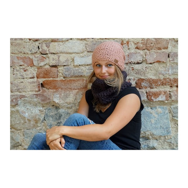 Tmavě fialová ručně háčkovaná kruhová šála DOKE Plum-image-3