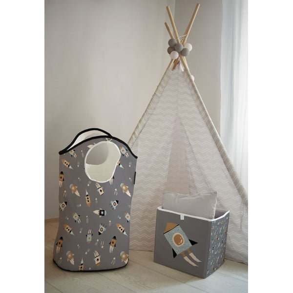 Šedý látkový dětský úložný box Cosmos - Butter Kings-image-1