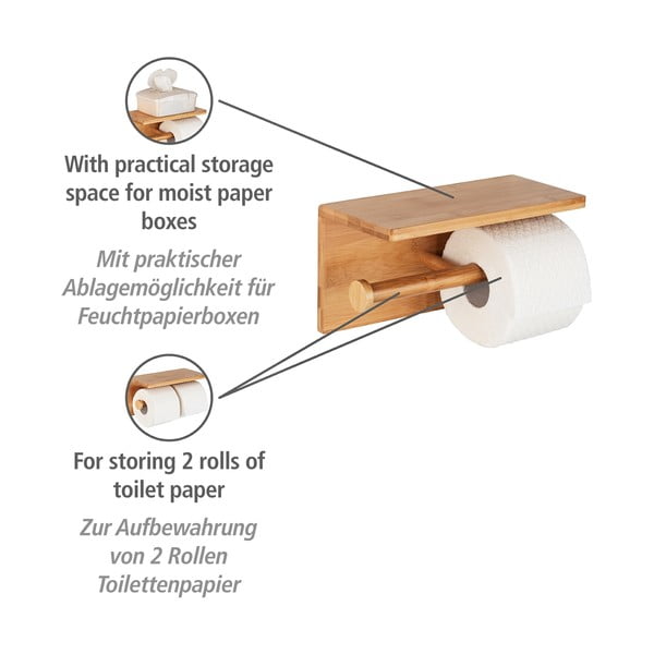 Nástěnný bambusový držák na toaletní papír Duo Bambusa – Wenko-image-3