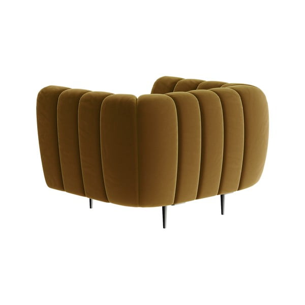 Medově žluté sametové křeslo Ghado Shel-image-3