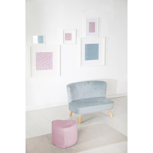 Světle růžový sametový dětský puf Lil Sofa – Roba-image-2