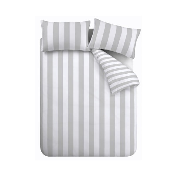 Bílo-šedé povlečení na dvoulůžko 200x200 cm Cove Stripe – Catherine Lansfield