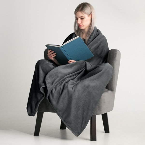 Tmavě šedá deka z mikrovlákna DecoKing Mic, 150 x 200 cm-image-1