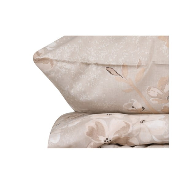 Béžové bavlněné prodloužené povlečení na dvoulůžko s prostěradlem 200x220 cm Elena – Mijolnir-image-2