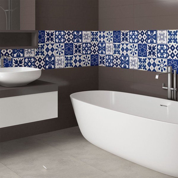 Sada 9 nástěnných samolepek Ambiance Cement Tiles Linia, 10 x 10 cm-image-1