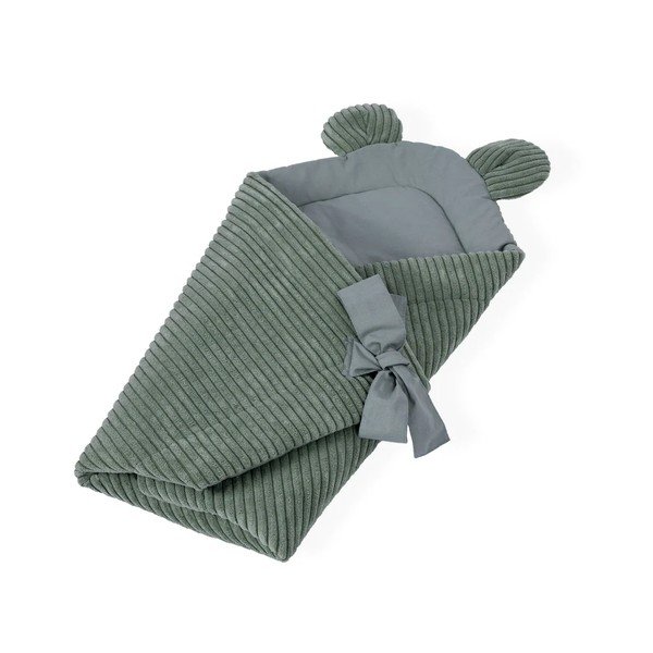 Zelená manšestrová dětská zavinovačka 35x65 cm – Meowbaby-image-1