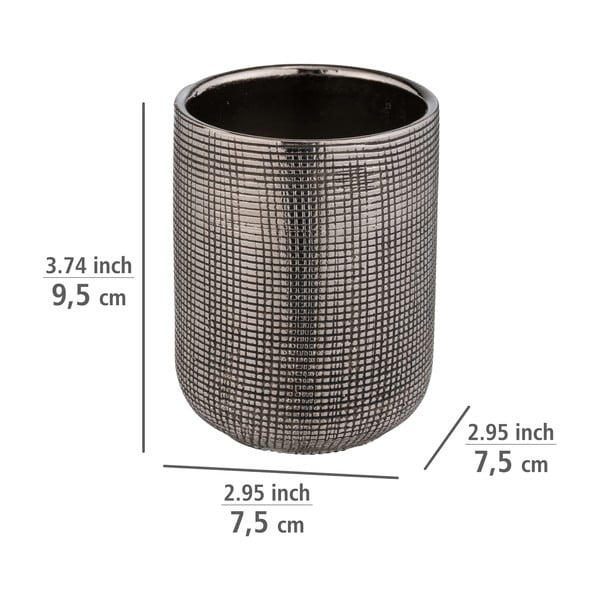 Keramický kelímek na zubní kartáčky ve stříbrné barvě Rivara – Wenko-image-4