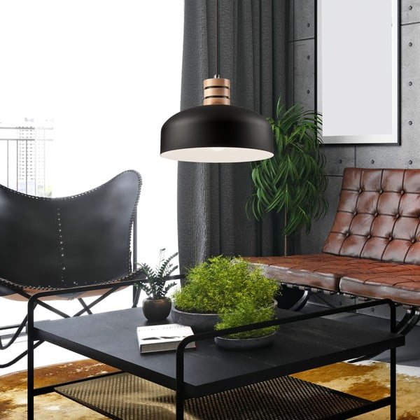 Černé závěsné svítidlo s kovovým stínidlem ø 30 cm Cosmo – LAMKUR-image-3