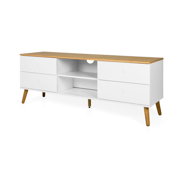 Bílý TV stolek s nohami z dubového dřeva Tenzo Dot, šířka 162 cm-image-3