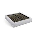 Světle šedá čalouněná dvoulůžková postel s úložným prostorem s roštem 140x200 cm Simon – Micadoni 