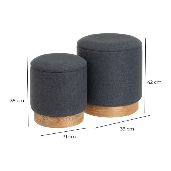 Tmavě šedé taburety v sadě 2 ks – Casa Selección-image-4