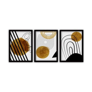 Sada 3 obrazů v černém rámu Vavien Artwork Abstract Lines, 35 x 45 cm