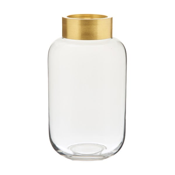 Skleněná váza s kovovým prvkem ve zlaté barvě Westwing Collection Lori, výška 29 cm-image-2