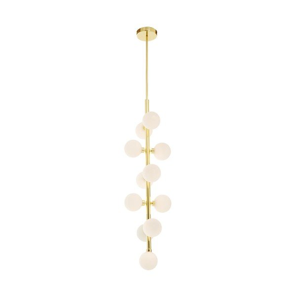 Bílé/ve zlaté barvě kovové závěsné svítidlo se skleněným stínidlem ø 27 cm Trieste – Premier Housewares