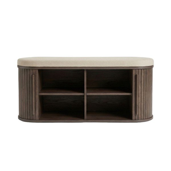 Polstrovaná lavice v tmavě přírodní barvě Meta – Unique Furniture-image-1