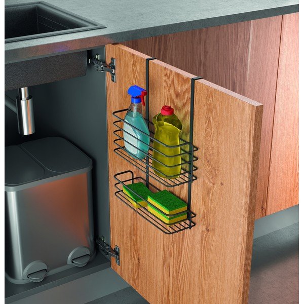 Černá kovová závěsná kuchyňská police Metaltex Galileo Lava Double-image-1