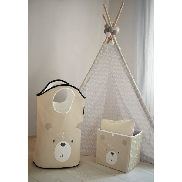 Béžový látkový dětský úložný box Dots from the Forest - Butter Kings-image-1